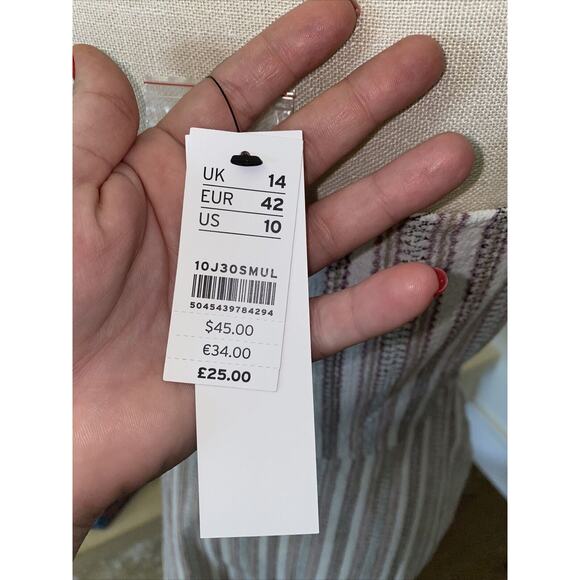 NWT TOPSHOP Mini Dress Size 10 Striped Textured Nordstrom - Picture 6 of 7